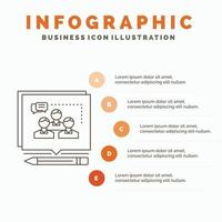 analys. argument. företag. övertyga. debatt infographics mall för hemsida och presentation. linje grå ikon med orange infographic stil vektor illustration