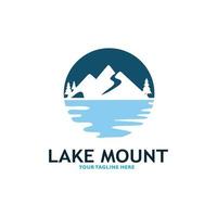berg sjö logotyp natur landskap stock vektor illustration