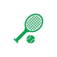 eps10 grüner Vektor Tennisbälle und Tennisschläger abstrakte Kunstikone isoliert auf weißem Hintergrund. Sportsymbol in einem einfachen, flachen, trendigen, modernen Stil für Ihr Website-Design, Logo und mobile App