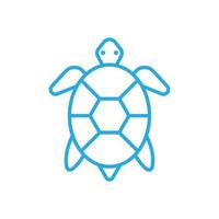 eps10 blaue Vektor Meeresschildkröte abstrakte Linie Kunstsymbol isoliert auf weißem Hintergrund. Meerestierumrisssymbol in einem einfachen, flachen, trendigen, modernen Stil für Ihr Website-Design, Logo und mobile Anwendung