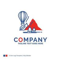 företag namn logotyp design för utforska. resa. berg. camping. ballonger. blå och röd varumärke namn design med plats för Tagline. abstrakt kreativ logotyp mall för små och stor företag. vektor