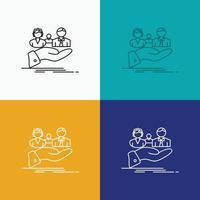 Versicherung. die Gesundheit. Familie. Leben. Handsymbol über verschiedenen Hintergrund. Linienstil-Design. entwickelt für Web und App. eps 10-Vektorillustration vektor