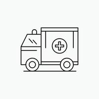 ambulans. lastbil. medicinsk. hjälp. skåpbil linje ikon. vektor isolerat illustration