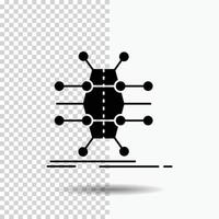 Verteilung. Netz. Infrastruktur. Netzwerk. intelligentes Glyphen-Symbol auf transparentem Hintergrund. schwarzes Symbol vektor