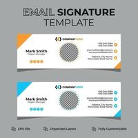 Corporate Modern E-Mail-Signatur oder E-Mail-Fußzeile und persönliches Social-Media-Cover-Design, flache, abstrakte, moderne und minimale Vorlage mit dunkelblauen, gelben, schwarzen Farben, Vektorgrafik-Layout. vektor