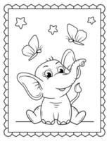 bebis elefant färg sida, söt elefant linje konst. elefant linje konst teckning vektor