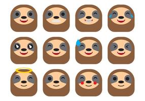 Gratis Cartoon Sloth Emoticons Vector