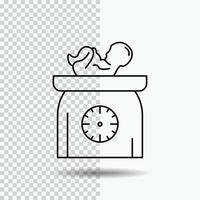 Gewicht. Baby. neu geboren. Waage. Kinderliniensymbol auf transparentem Hintergrund. schwarze Symbolvektorillustration vektor