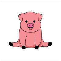 Schwein-Cartoon-Design-Illustration. niedliches Nutztier-Symbol, Zeichen und Symbol. vektor
