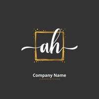 ah Anfangshandschrift und Signatur-Logo-Design mit Kreis. schönes design handgeschriebenes logo für mode, team, hochzeit, luxuslogo. vektor