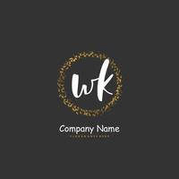 wk Anfangshandschrift und Signatur-Logo-Design mit Kreis. schönes design handgeschriebenes logo für mode, team, hochzeit, luxuslogo. vektor