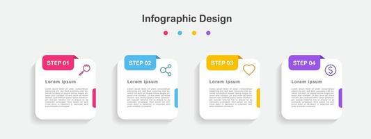 fyra steg färgrik abstrakt företag infographic mall vektor