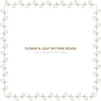 blad och blomma mönster design med en fyrkant gräns ram vektor