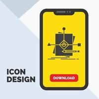 Algorithmus. Geschäft. voraussagen. Muster. Plan-Glyphen-Symbol in Mobile für die Download-Seite. gelber Hintergrund vektor