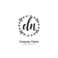 dn Anfangshandschrift und Signatur-Logo-Design mit Kreis. schönes design handgeschriebenes logo für mode, team, hochzeit, luxuslogo. vektor