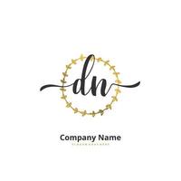 dn Anfangshandschrift und Signatur-Logo-Design mit Kreis. schönes design handgeschriebenes logo für mode, team, hochzeit, luxuslogo. vektor