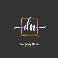 dn Anfangshandschrift und Signatur-Logo-Design mit Kreis. schönes design handgeschriebenes logo für mode, team, hochzeit, luxuslogo. vektor