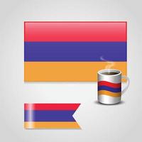 armenia flagga baner och kaffe kopp vektor