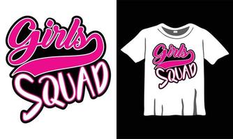 Mädchen-Kader. Mädchen Freundschaft Zitat. Frauenfreundschaftszitat. Vektor-T-Shirt-Design zum Aufbügeln mit Girl Squad-Skripttext. rote und errötende rosa handgeschriebene moderne Kalligrafiephrasen mit Vintage-Textur. vektor