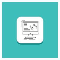 runder Knopf für die Synchronisation. synchronisieren. Information. Daten. Computer-Liniensymbol türkisfarbener Hintergrund vektor