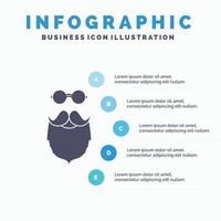 mustasch. hipster. flyttar. uthärdade. män infographics mall för hemsida och presentation. glyf grå ikon med blå infographic stil vektor illustration.