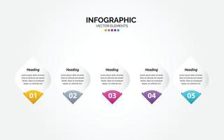 företag horisontell infographic mall. tunn linje design med tal 5 alternativ eller steg. vektor