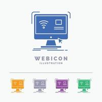 Kontrolle. Computer. Monitor. Fernbedienung. Smart 5-Farben-Glyphen-Web-Icon-Vorlage isoliert auf Weiß. Vektor-Illustration vektor