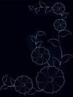 hellblaue konturierte Blumen auf dunkler Hintergrundvektorillustration vektor