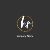 hr-anfangshandschrift und signatur-logo-design mit kreis. schönes design handgeschriebenes logo für mode, team, hochzeit, luxuslogo. vektor