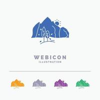 hügel. Landschaft. Natur. Berg. Baum 5-Farben-Glyphen-Web-Icon-Vorlage isoliert auf Weiß. Vektor-Illustration vektor