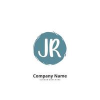 jr Anfangshandschrift und Signatur-Logo-Design mit Kreis. schönes design handgeschriebenes logo für mode, team, hochzeit, luxuslogo. vektor