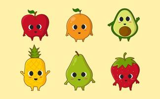 söt frukt tecknad serie karaktär vektor