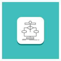 runder Knopf für Algorithmus. Diagramm. Daten. Diagramm. Fließlinie Symbol türkisfarbener Hintergrund vektor