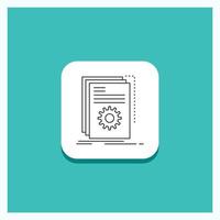 runda knapp för app. bygga. utvecklaren. program. manus linje ikon turkos bakgrund vektor