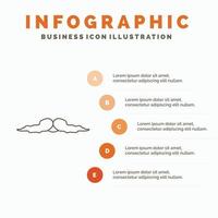 mustasch. hipster. flyttar. manlig. män infographics mall för hemsida och presentation. linje grå ikon med orange infographic stil vektor illustration