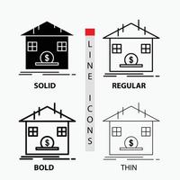 Hinterlegung. sicher. Ersparnisse. Erstattung. Banksymbol in dünn. regulär. fette Linie und Glyphenstil. Vektor-Illustration vektor