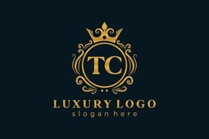 anfängliche tc-Buchstabe königliche Luxus-Logo-Vorlage in Vektorgrafiken für Restaurant, Lizenzgebühren, Boutique, Café, Hotel, heraldisch, Schmuck, Mode und andere Vektorillustrationen. vektor