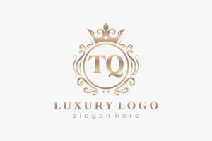 Royal Luxury Logo-Vorlage mit anfänglichem tq-Buchstaben in Vektorgrafiken für Restaurant, Lizenzgebühren, Boutique, Café, Hotel, Heraldik, Schmuck, Mode und andere Vektorillustrationen. vektor