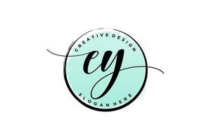 första ey handstil logotyp med cirkel mall vektor signatur, bröllop, mode, blommig och botanisk med kreativ mall.