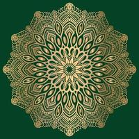 goldenes Mandala und grüner Hintergrund. vektor