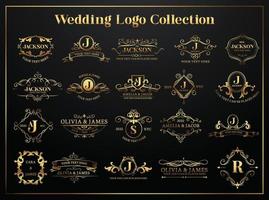 Premium-Logo-Sammlung für die goldene Hochzeit vektor