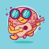 cooles Donut-Essen-Charakter-Maskottchen, das Gitarre spielt, isolierter Cartoon im flachen Design vektor