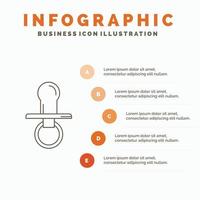 nippel. bebis. dummy. napp. barn infographics mall för hemsida och presentation. linje grå ikon med orange infographic stil vektor illustration