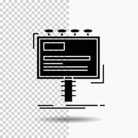 Anzeige. Anzeige. Werbung. Werbetafel. Promo-Glyphen-Symbol auf transparentem Hintergrund. schwarzes Symbol vektor