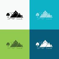 hügel. Landschaft. Natur. Berg. Baumsymbol über verschiedenen Hintergrund. Design im Glyphen-Stil. entwickelt für Web und App. eps 10-Vektorillustration vektor