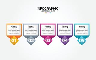 vektor horisontell infographic pil design med 5 alternativ eller steg. horisontell infographic för företag begrepp. kan vara Begagnade för presentationer baner. arbetsflöde layout
