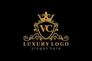 Royal Luxury Logo-Vorlage mit anfänglichem VC-Buchstaben in Vektorgrafiken für Restaurant, Lizenzgebühren, Boutique, Café, Hotel, Heraldik, Schmuck, Mode und andere Vektorillustrationen. vektor