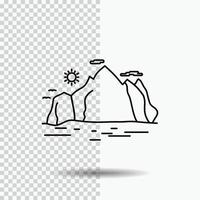 Natur. hügel. Landschaft. Berg. Szenenzeilensymbol auf transparentem Hintergrund. schwarze Symbolvektorillustration vektor