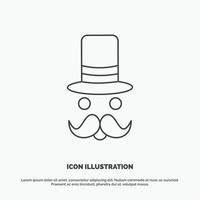 mustasch. hipster. flyttar. santa klausul. hatt ikon. linje vektor grå symbol för ui och ux. hemsida eller mobil Ansökan