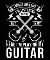 Gitarren-Vintage-T-Shirt-Design. vektor